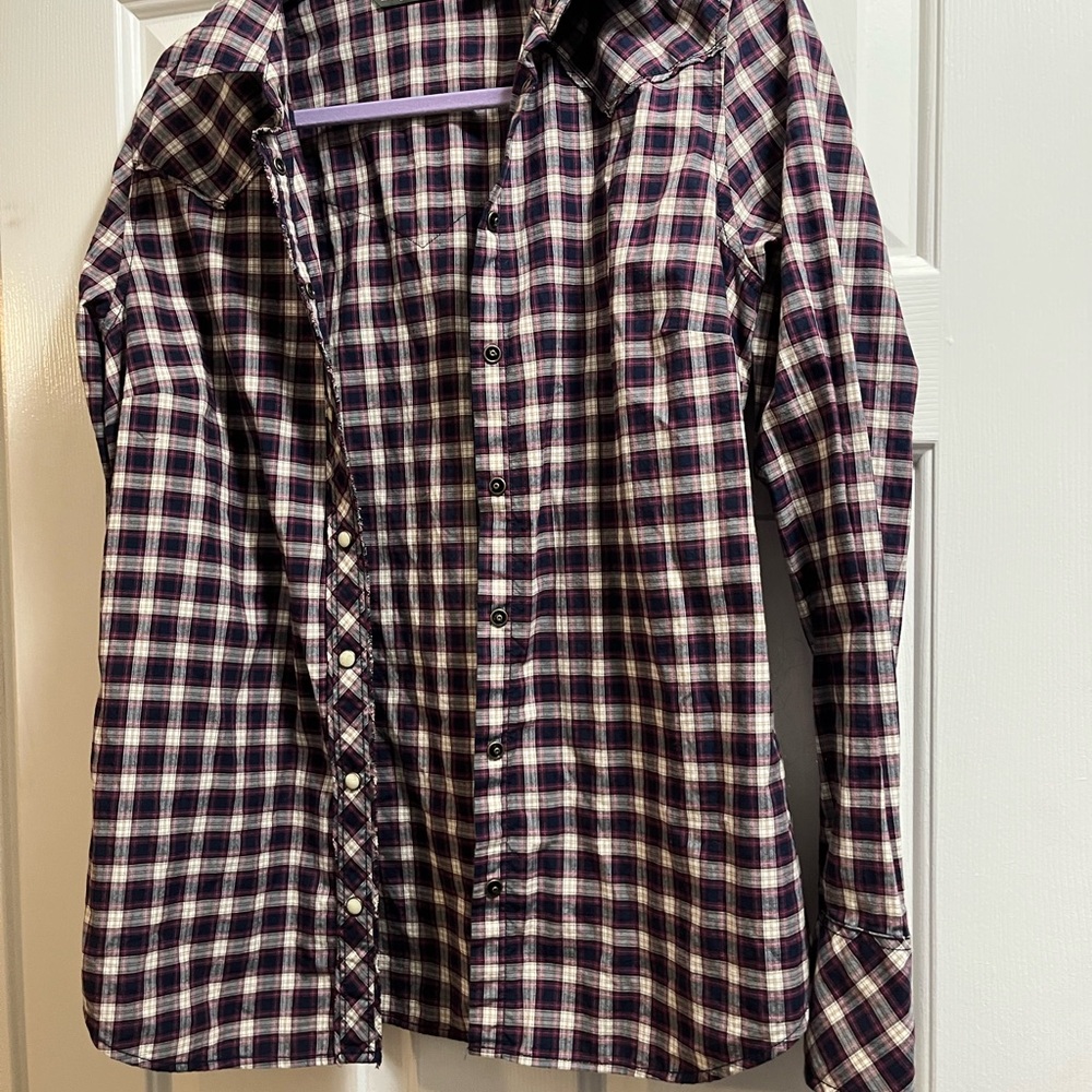 Eddie Bauer Purple and White Gingham Button Down Shirt